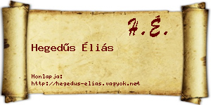 Hegedűs Éliás névjegykártya